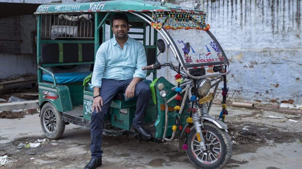 Naveen Krishna, the founder of SMV Green Solution at one of the company’s workshops in Varanasi, India. Photo by Kartik Chandramouli/Mongabay.