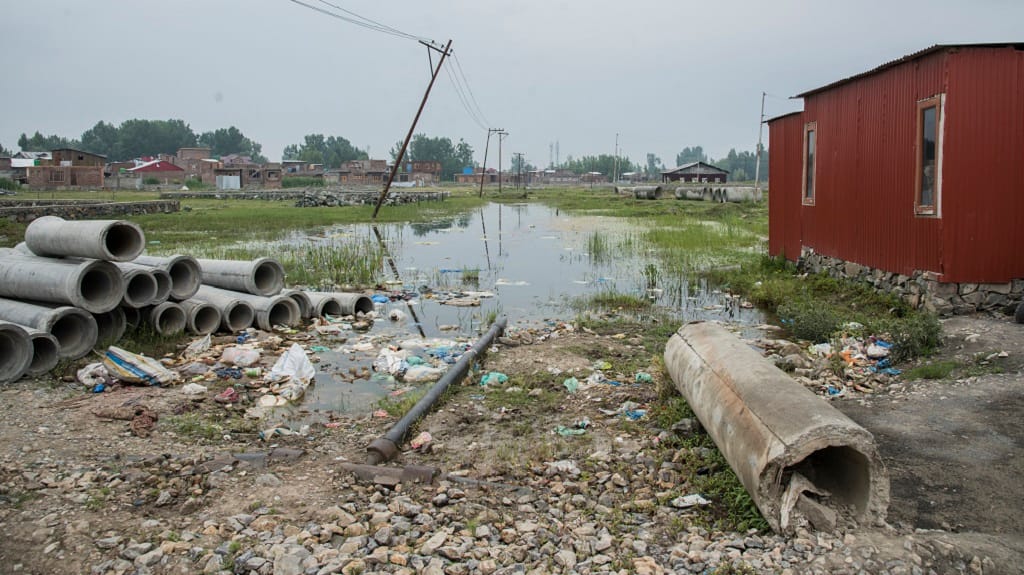 The marshy landscape of Rakh-e-Arth colony in Bemina, Kashmir. Photo by Jennifer Kishan