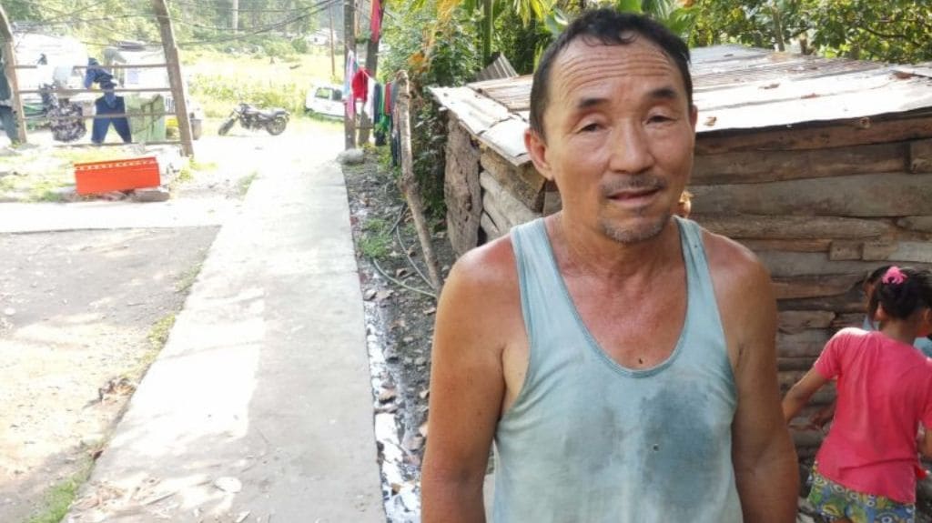 Rambahadur Rai who lives close to the Melli hilltop apprehends damage to groundwater resources from the rail link construction. Photo by Gurvinder Singh.