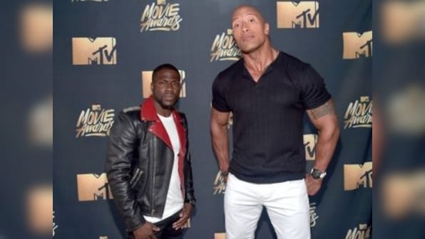 Dwayne Johnson makes early return from honeymoon as replacement for Jumanji co-star Kevin Hart on talk show