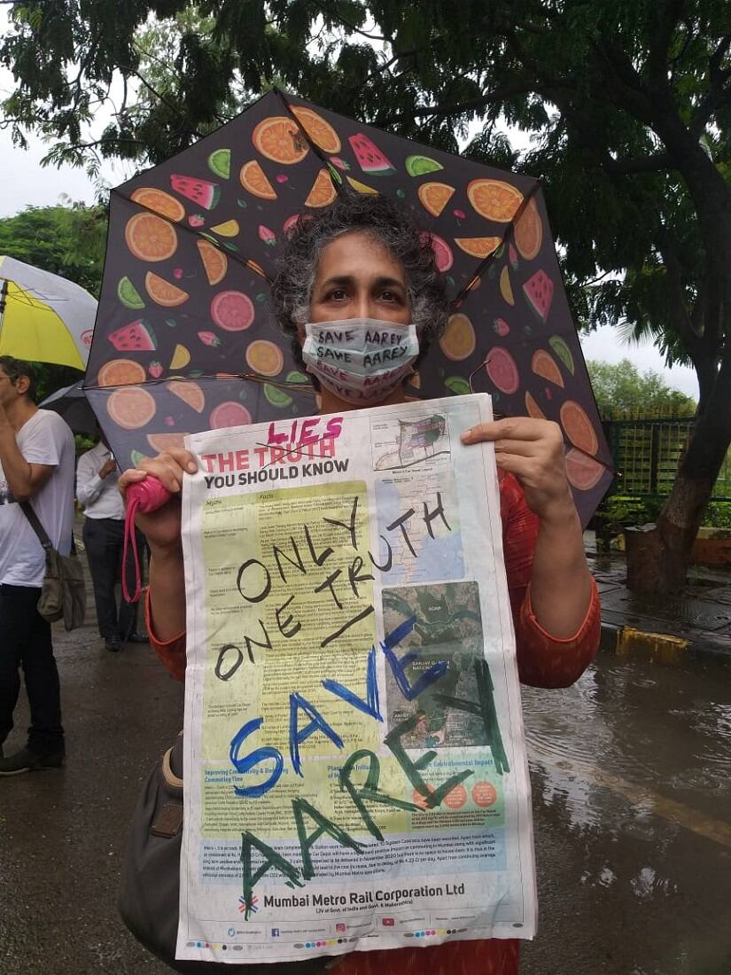 Citizens protest against the MMRC’s plan to build the Metro car shed in Aarey, a ‘green lung’ of Mumbai. Firstpost/Natasha Trivedi