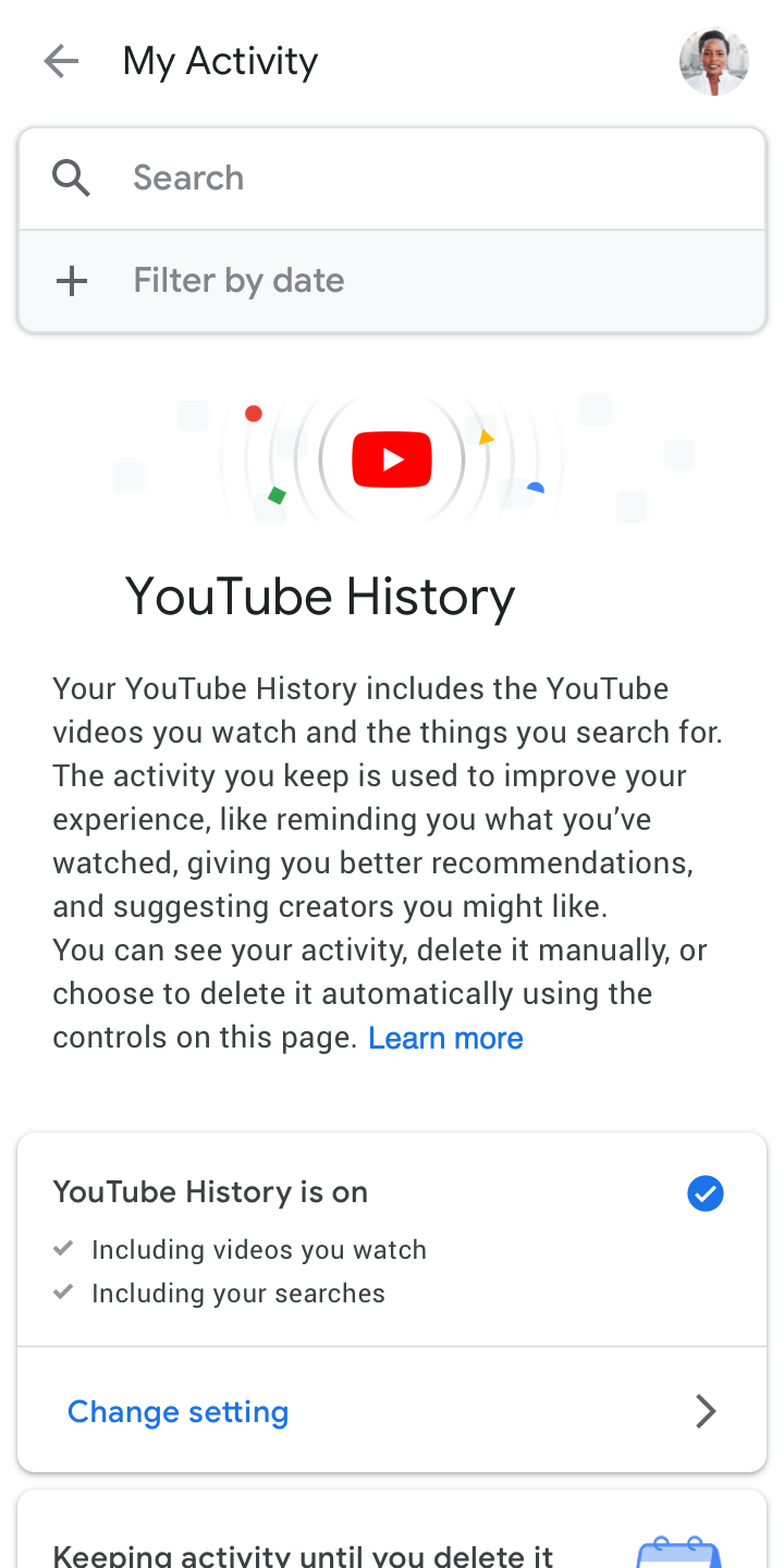 YouTube History deletion.