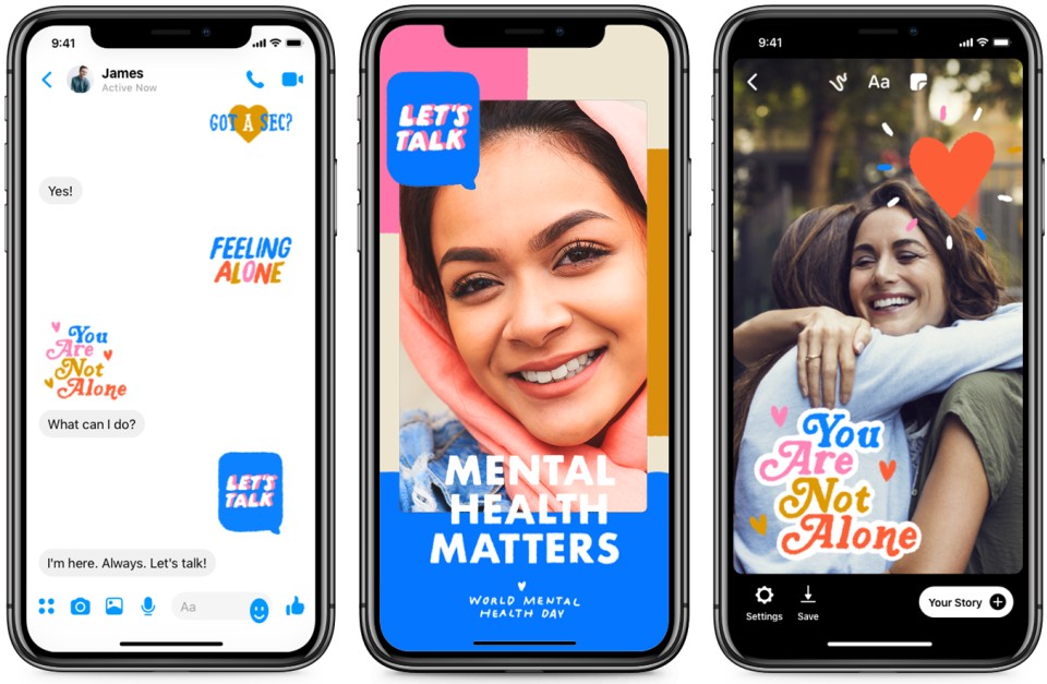 Facebook will donate $1 to a group of mental health organisations each time you use its new stickers Facebook will donate $1 to a group of mental health organisations each time you use its new stickers