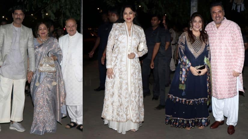 Anupam Kher with wife Kirron Kher and son Sikander Kher (left). Simi Garewal (centre), Boman Irani with his wife Zenobia