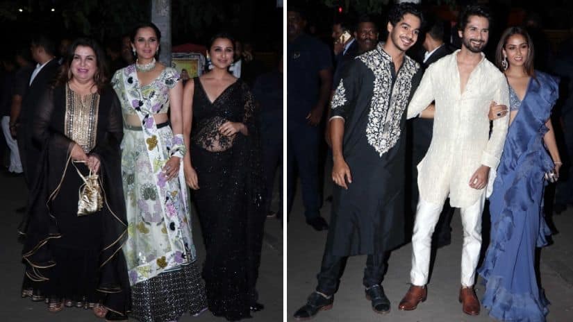 Farah Khan, Parineeti Chopra and Sania Mirza (left), Shahid Kapoor with brother Ishaan Khatter and wife Mira Rajput