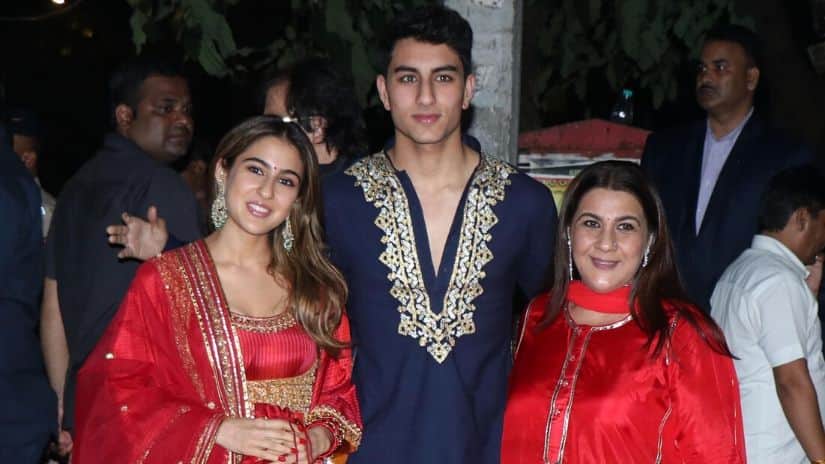 Sara Ali Khan with mother Amrita Singh and brother Ibrahim Ali Khan