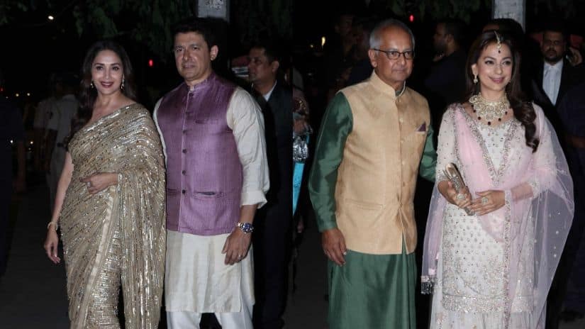 Madhuri Dixit-Nene with husband Sriram Nene (left) Juhi Chawla with husband Jay Mehta