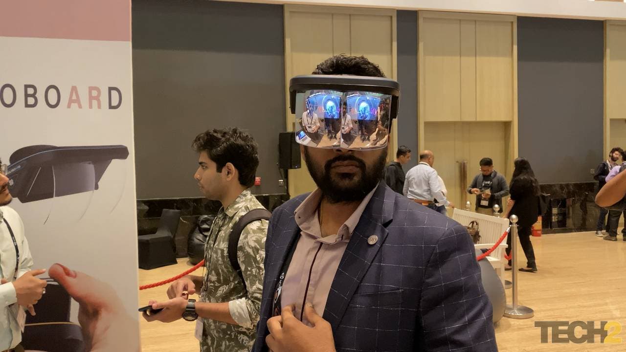 Tesseract had its Mixed Reality headset on display at Unite India 2019. Image: tech2