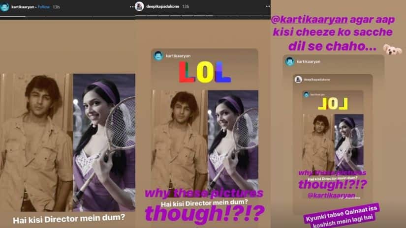 Screenshot of the conversation between Kartik Aaryan and Deepika Padukone