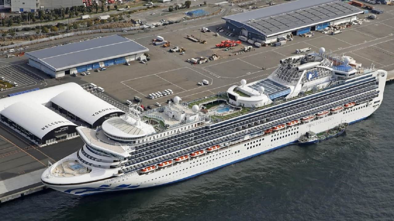 The cruise ship Diamond Princess is docked at Yokohama Port, near Tokyo. AP