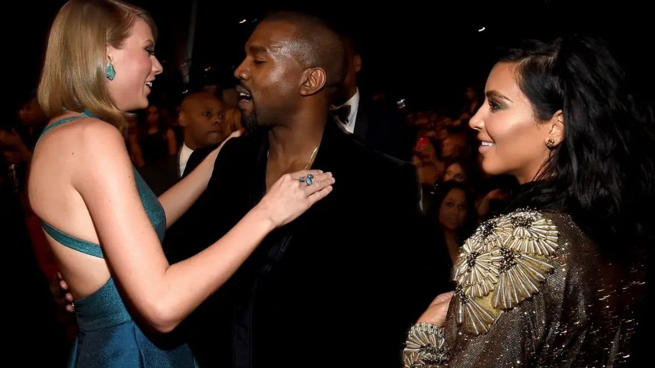 Taylor Swift, Kim Kardarshian West and Kanye West. Image from Twitter