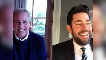 The Office stars John Krasinski, Steve Carell reunite over video chat for NBC show's 15th anniversary during lockdown
