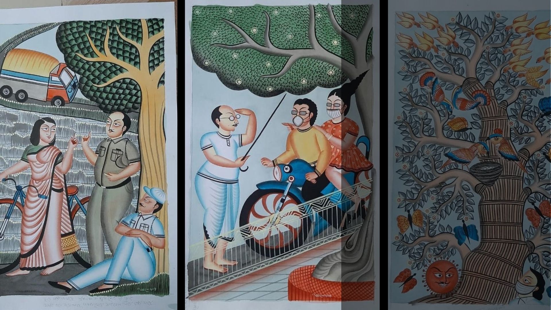 Anwar Chitrakar, a folk artist from Bengal, captures vignettes of locked down lives through traditional art Anwar Chitrakar, a folk artist from Bengal, captures vignettes of locked down lives through traditional art