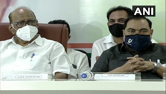 Ex-BJP leader Eknath Khadse joins NCP in ceremony attended by Sharad Pawar, Jayant Patil Ex-BJP leader Eknath Khadse joins NCP in ceremony attended by Sharad Pawar, Jayant Patil