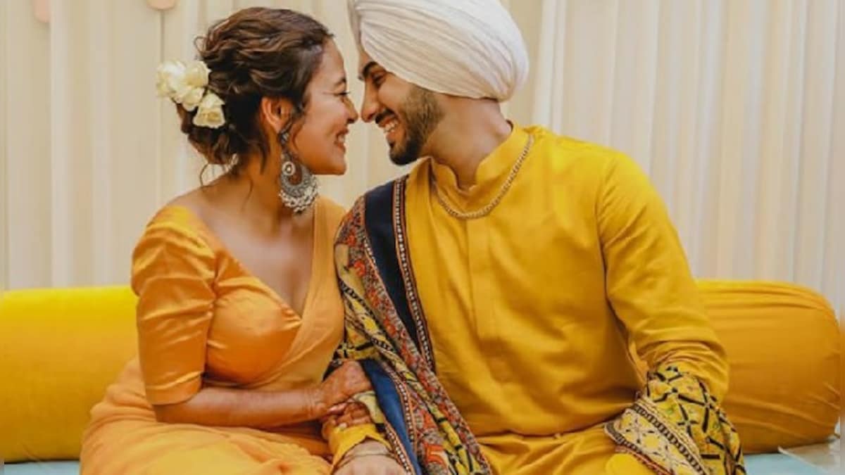 Neha Kakkar, Rohanpreet Singh share pictures from Haldi ceremony; Neena Gupta, Gauahar Khan congratulate couple