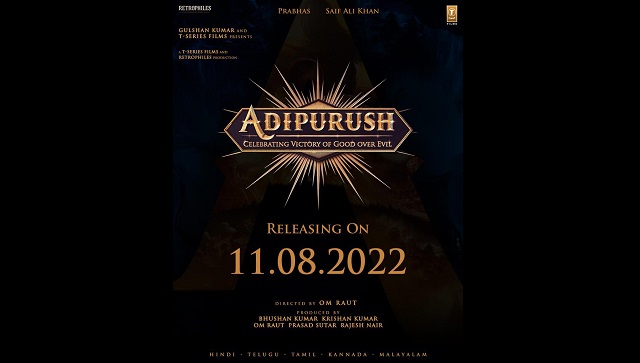 Prabhas, Saif Ali Khan's Adipurush to release theatrically in August 2022, makers announce on social media Prabhas, Saif Ali Khan's Adipurush to release theatrically in August 2022, makers announce on social media