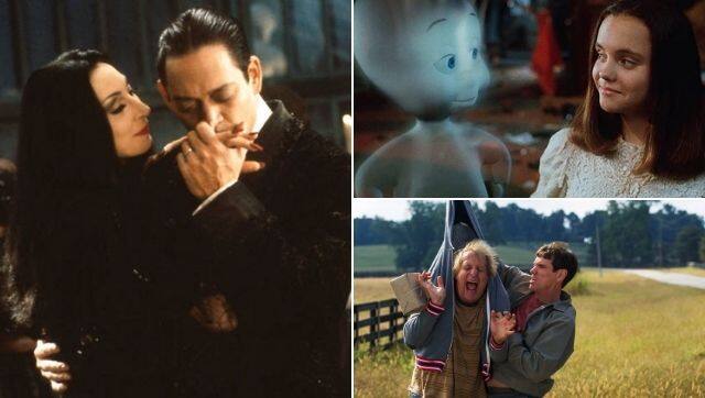 (Clockwise from left) Stills from The Addams Family, Casper and Dumb and Dumber