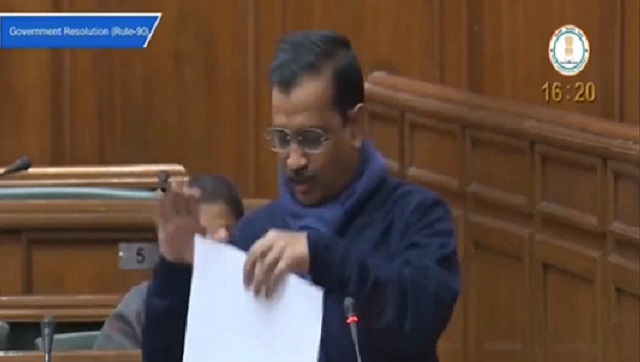 Arvind Kejriwal, AAP MLAs tear copies of farm laws in Delhi Assembly; Opposition decries 'cheap theatrics' Arvind Kejriwal, AAP MLAs tear copies of farm laws in Delhi Assembly; Opposition decries 'cheap theatrics'