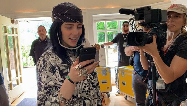 Billie Eilish during the filming of The World's A Little Blurry