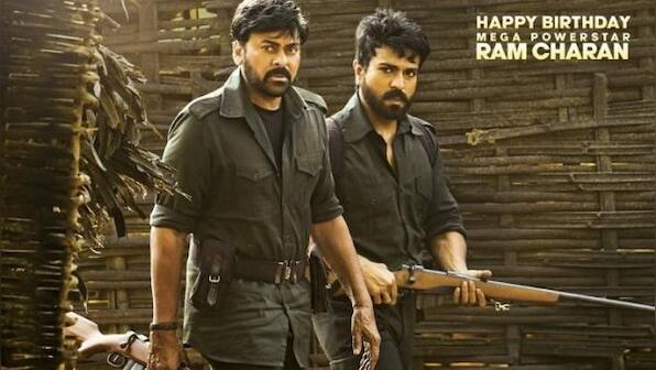 On Ram Charan's birthday, actor's father Chiranjeevi unveils new poster from Acharya