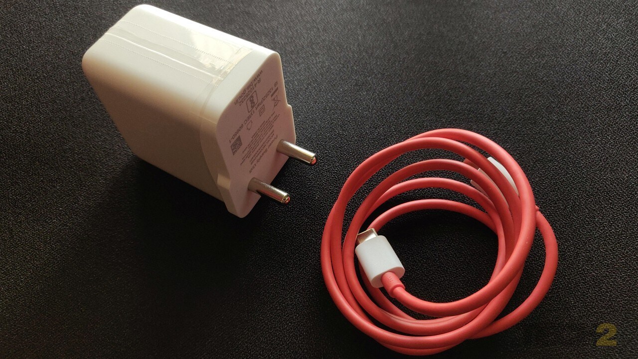 OnePlus has retained the 65 W Warp charger that can do 10V/6.5A, and if anything, the charging time has reduced further. Image: Tech2/Ameya Dalvi