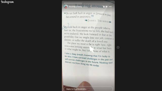 Shilpa Shetty's Instagram story. screengrab