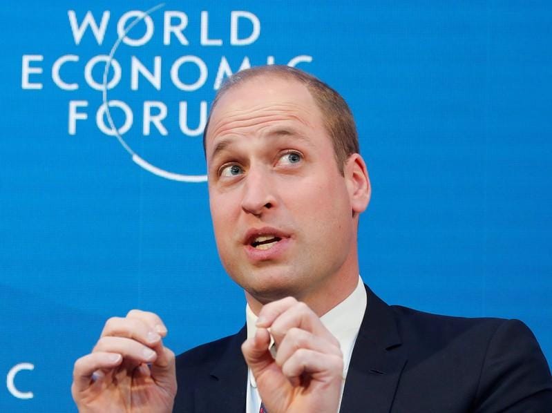 Britains Prince William tackles mental health taboo at Davos gathering