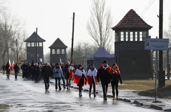 Far right protest during Auschwitz camp liberation commemoration Far right protest during Auschwitz camp liberation commemoration