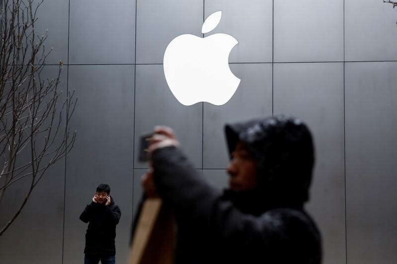 Apple services business grows shares rise six percent