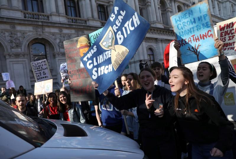 British children walk out of lessons on climate strike