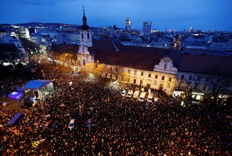 Slovaks protest lack of progress one year since journalists murder