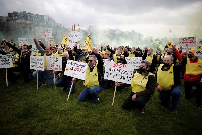 French farmers protest against low earnings, deplore high suicide rate French farmers protest against low earnings, deplore high suicide rate