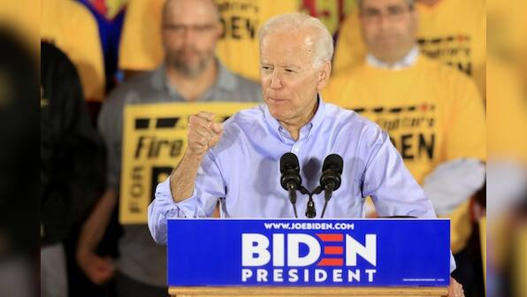 At first 2020 event, Biden sets up battle with Trump over union vote
