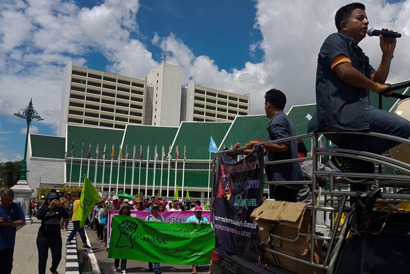Hundreds gather near U.N. HQ in Bangkok to protest against Thai military govt