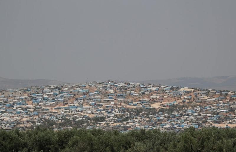 After fleeing bombs Syrian families shelter in olive groves