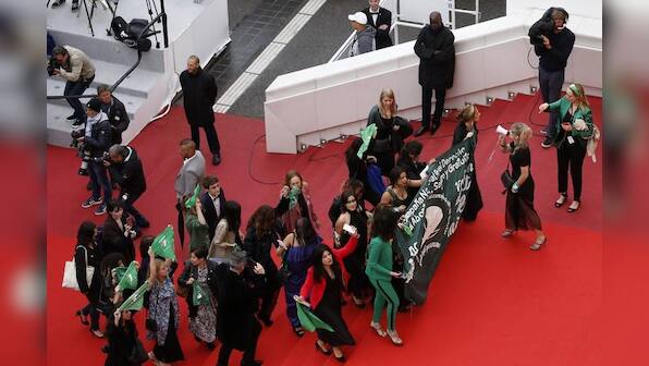 Clad in green, film crew protest Argentina abortion law on Cannes red carpet