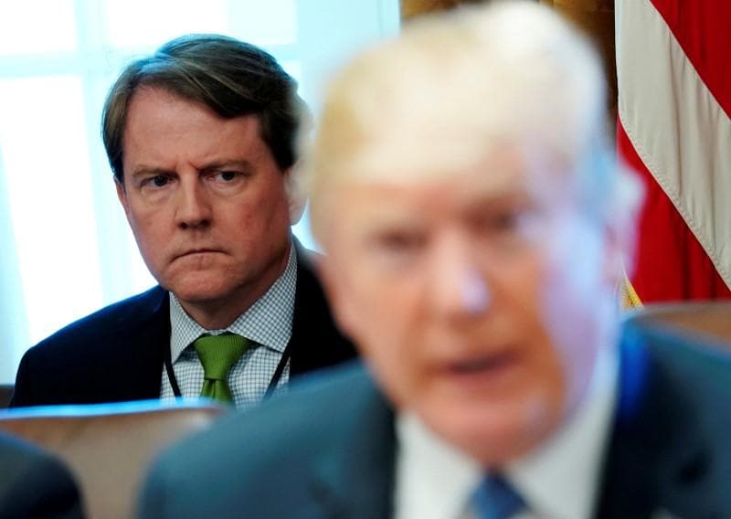 US Justice Dept exWhite House counsel McGahn has immunity from testifying