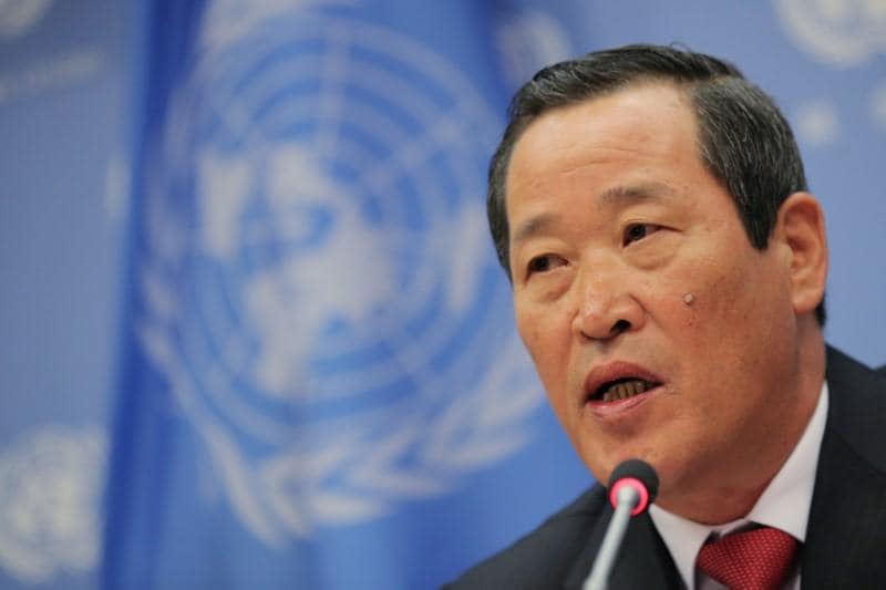 North Korea warns US over seized ship at rare UN news conference