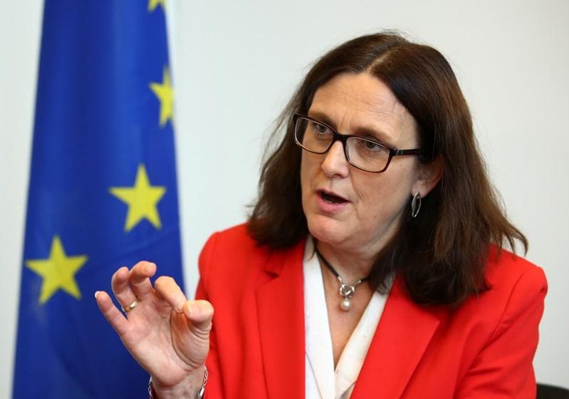 Interview EUs Malmstrom hopes Trump Xi can meet and reduce trade tensions