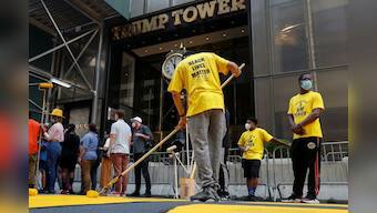 Trump Tower gold doorstep now reflects New York's Black Lives Matter mural