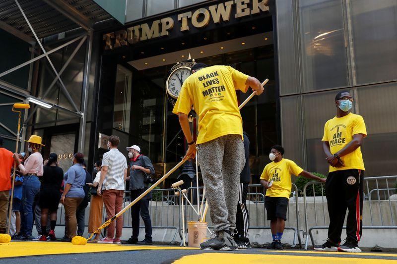 Trump Tower gold doorstep now reflects New York's Black Lives Matter mural Trump Tower gold doorstep now reflects New York's Black Lives Matter mural