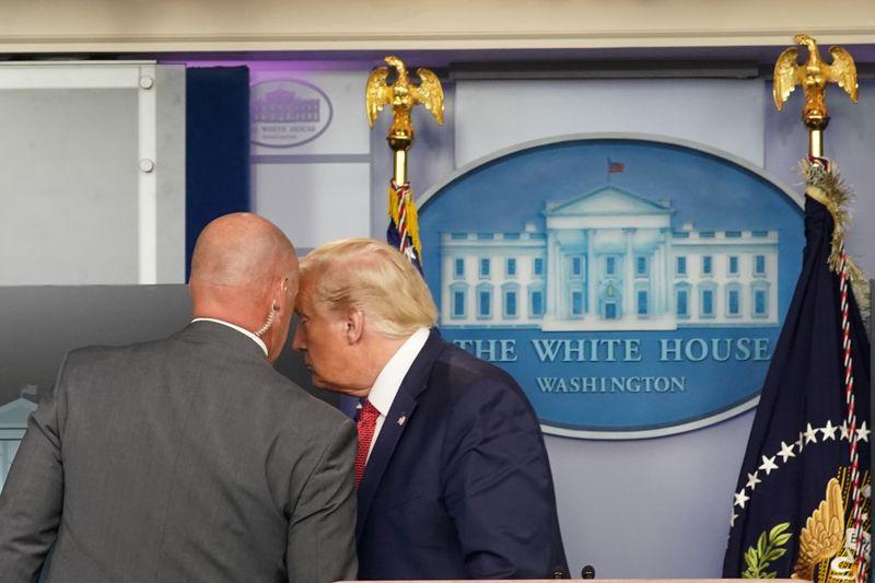 Trump abruptly escorted from White House briefing by Secret Service