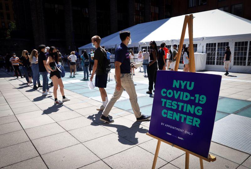New York University students queue up for coronavirus tests