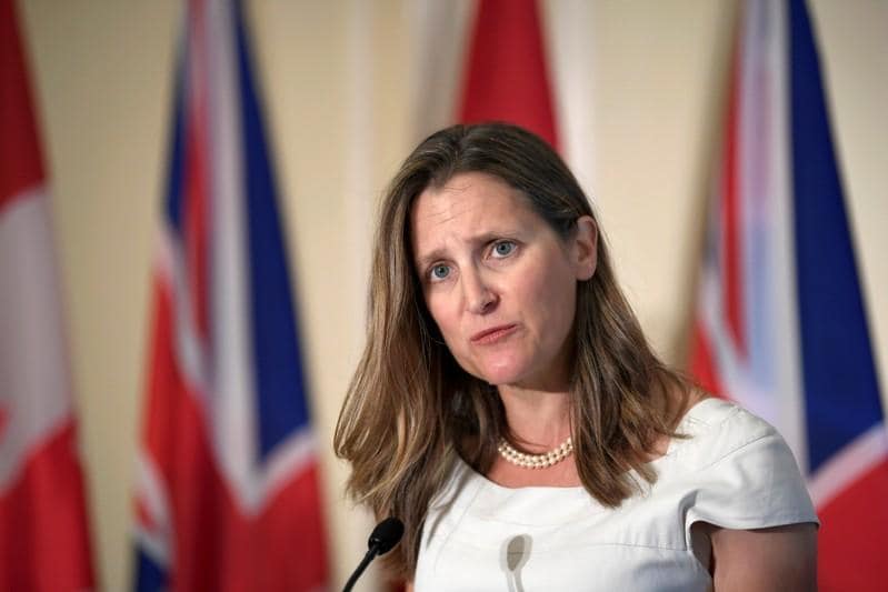Canada Foreign Minister Freeland troubled disappointed by Trudeaus blackface images