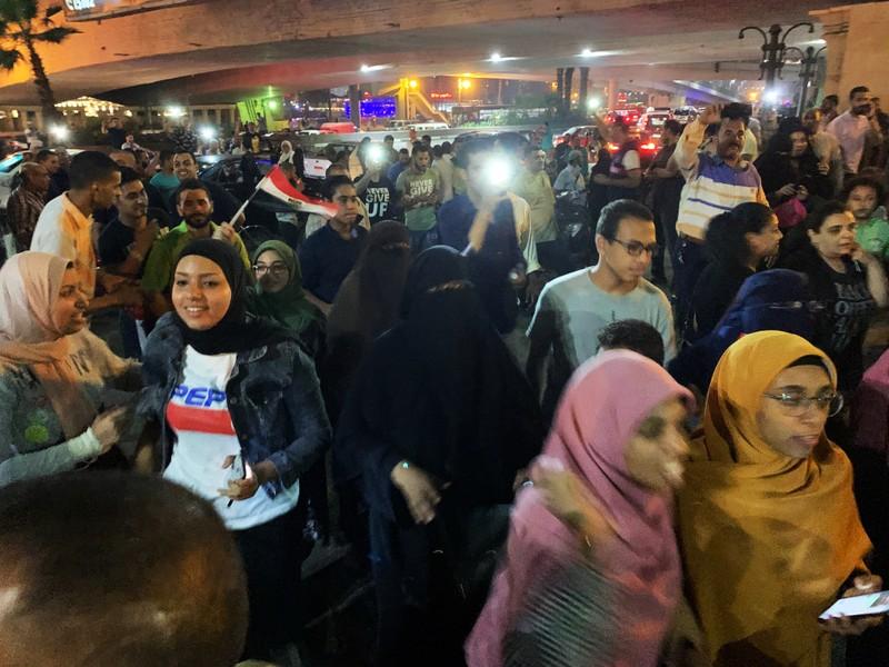 Small but rare protest in Cairo after online call for dissent