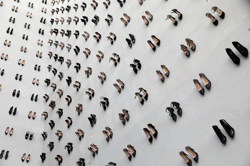 Artist displays 440 pairs of high heels for women murdered in Turkey in 2018