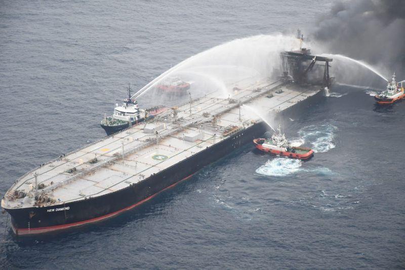 Oil slick from stricken supertanker spotted off Sri Lanka