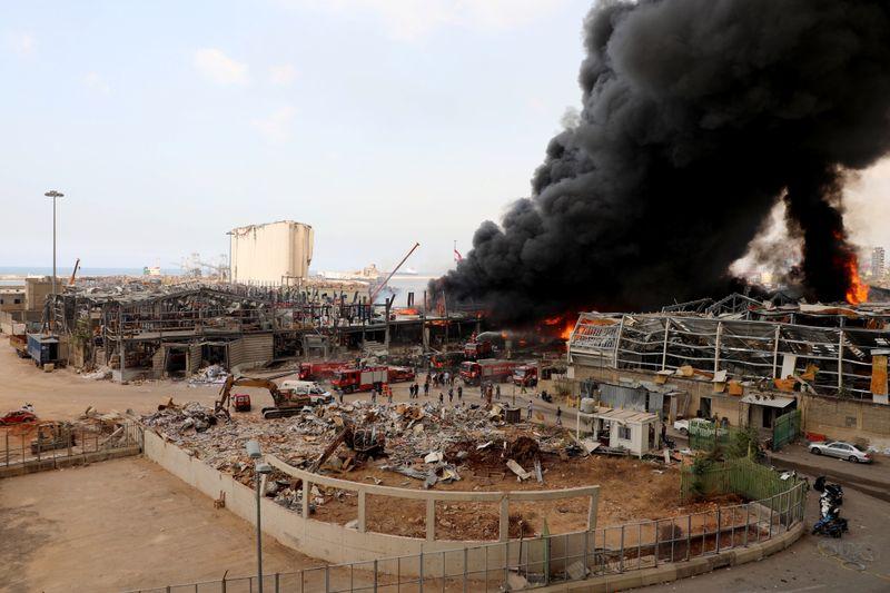 Huge blaze at Beirut port alarms residents a month after massive blast