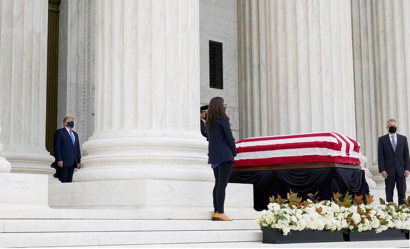 Trump jeered as he visits Ginsburgs casket at US Supreme Court