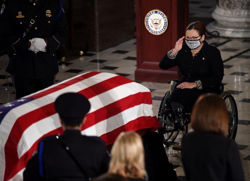 Tears and pushups for Ginsburg first woman to lie in state at US Capitol